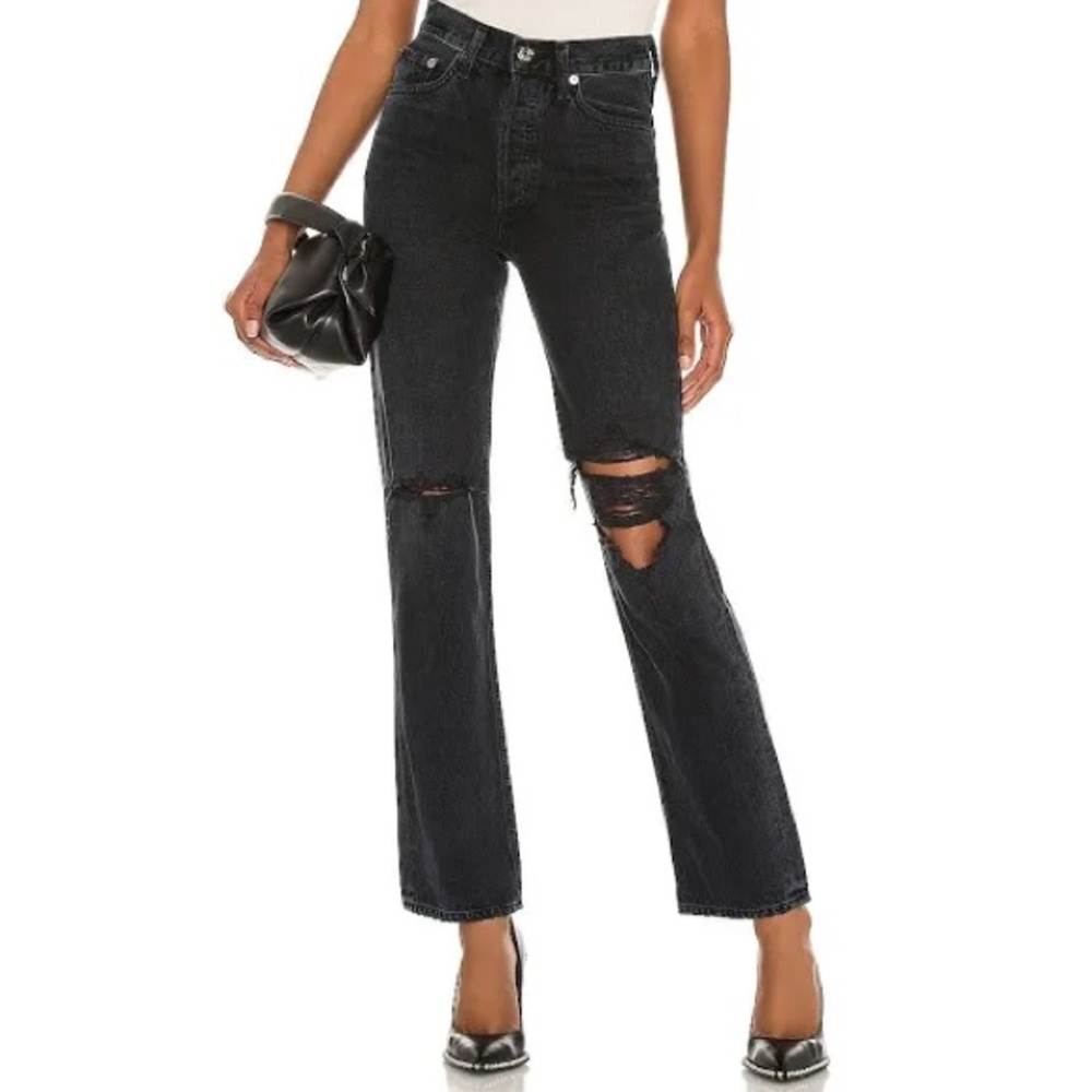 Aritzia/Agolde black straight leg jeans